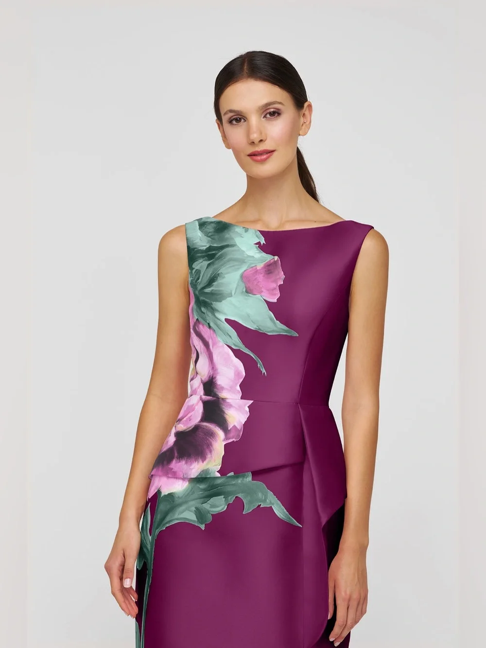 Kay Unger Luciana Column Gown Mulberry - Picture 3 of 9
